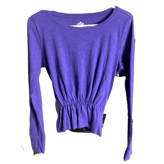 Pilcro Blue Long Sleeve Top Women’s Size Small – Stretch Waist, Cotton, Casual