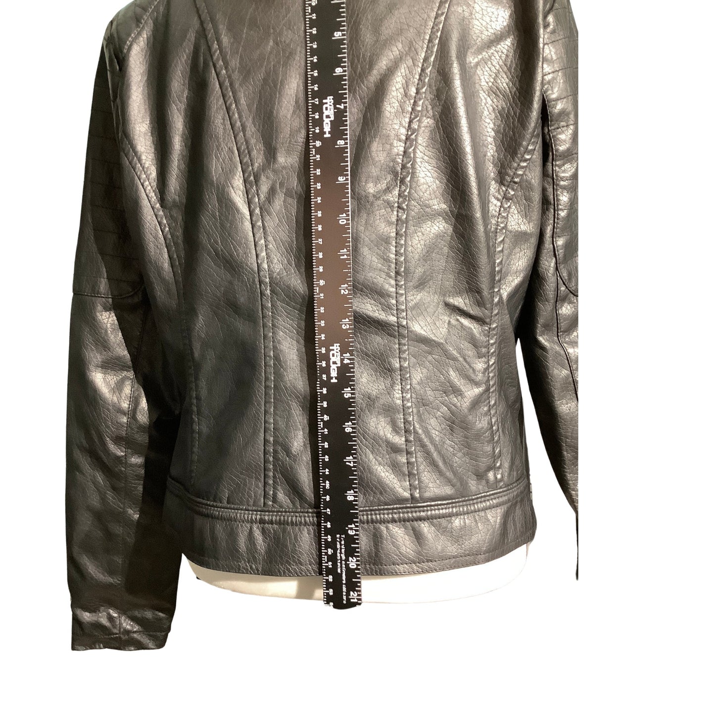 Miss London Moto Jacket Women's Size L Black — Faux Leather, Biker, Edgy