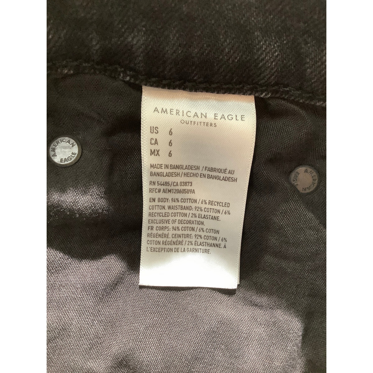 American Eagle Women's 6 Black Distressed Stretch Cutoff Denim Shorts