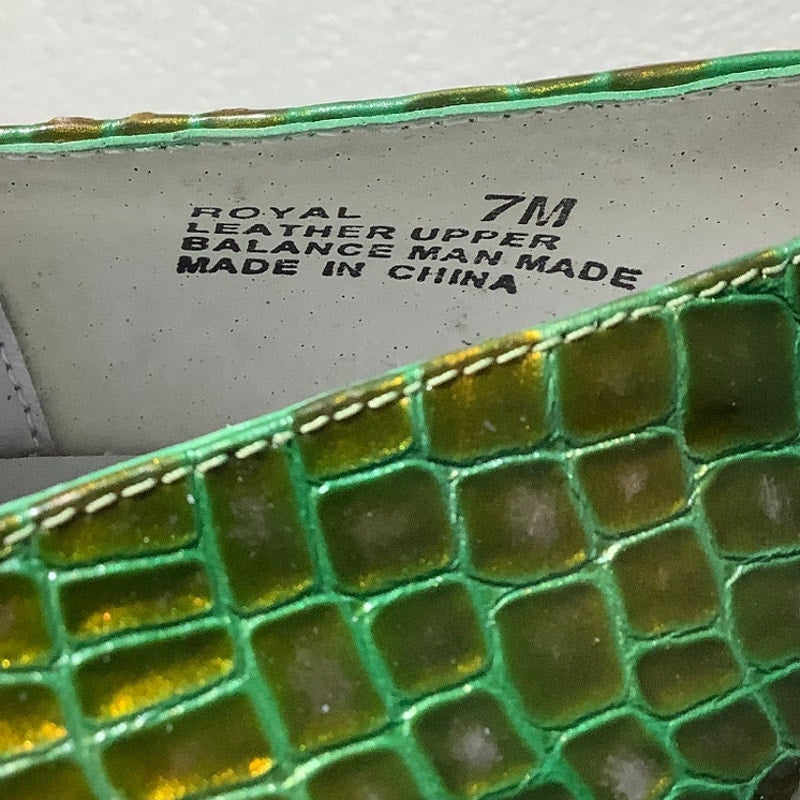 Bellini Green Snake Print Heels Women’s Size 7M – Retro, Textured, Square Toe