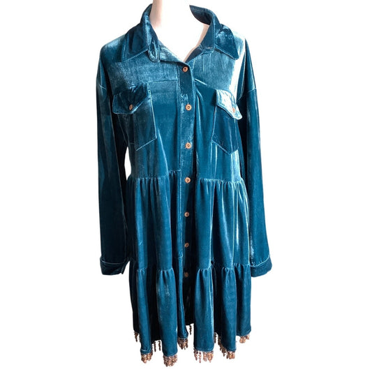 Without Borders Velvet Elvis Dress LG - Boho, Vintage, Coquette
