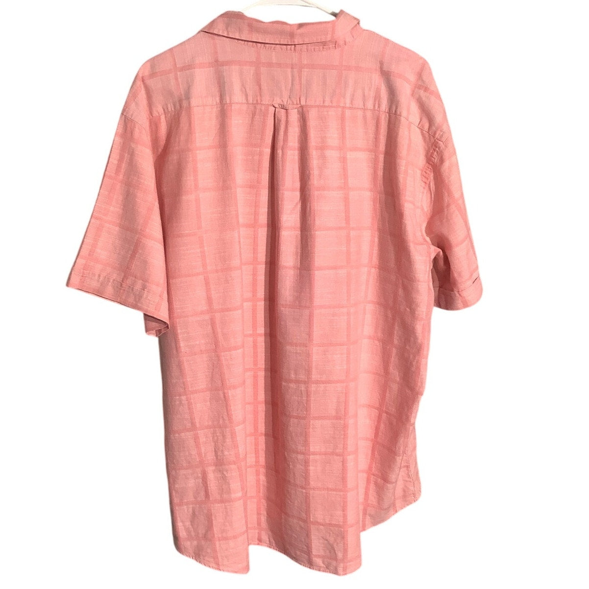 IZOD Mens Pink Size XXL Short Sleeve Shirt – Button Front, Plaid Check, Casual