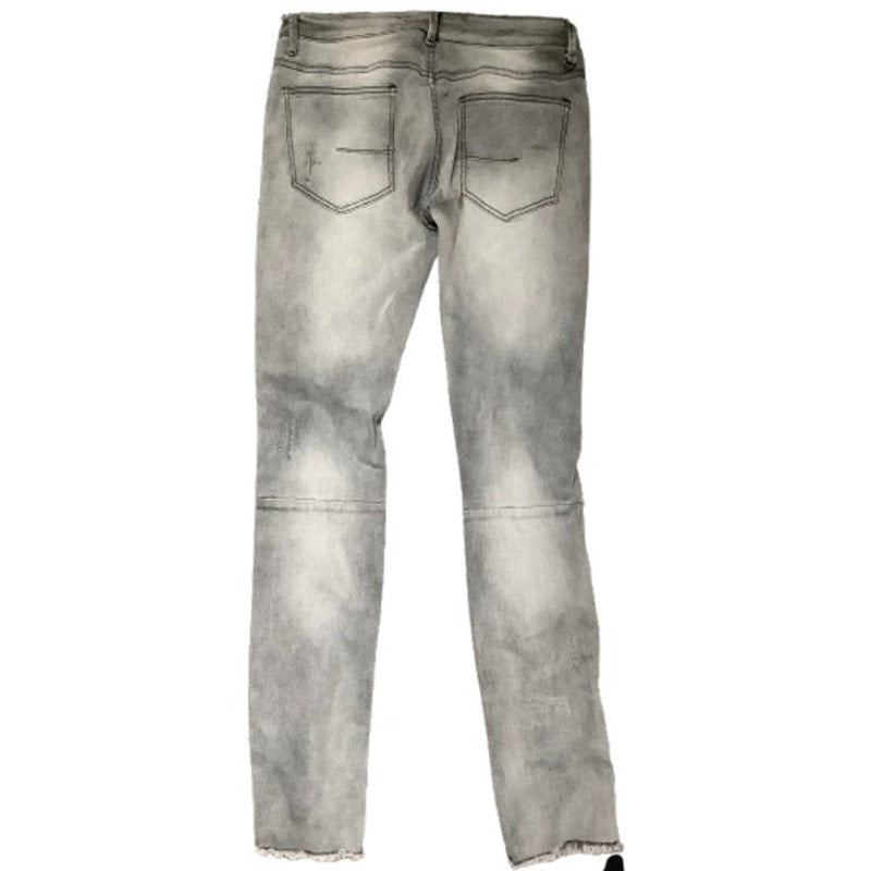 114 1411 Grey Distressed Jeans Size 32 - Grunge, Emo, Goth, Metal Ring Detail