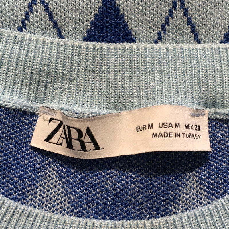 Zara Argyle Knit Dress Size M - Preppy, Coquette, Y2K