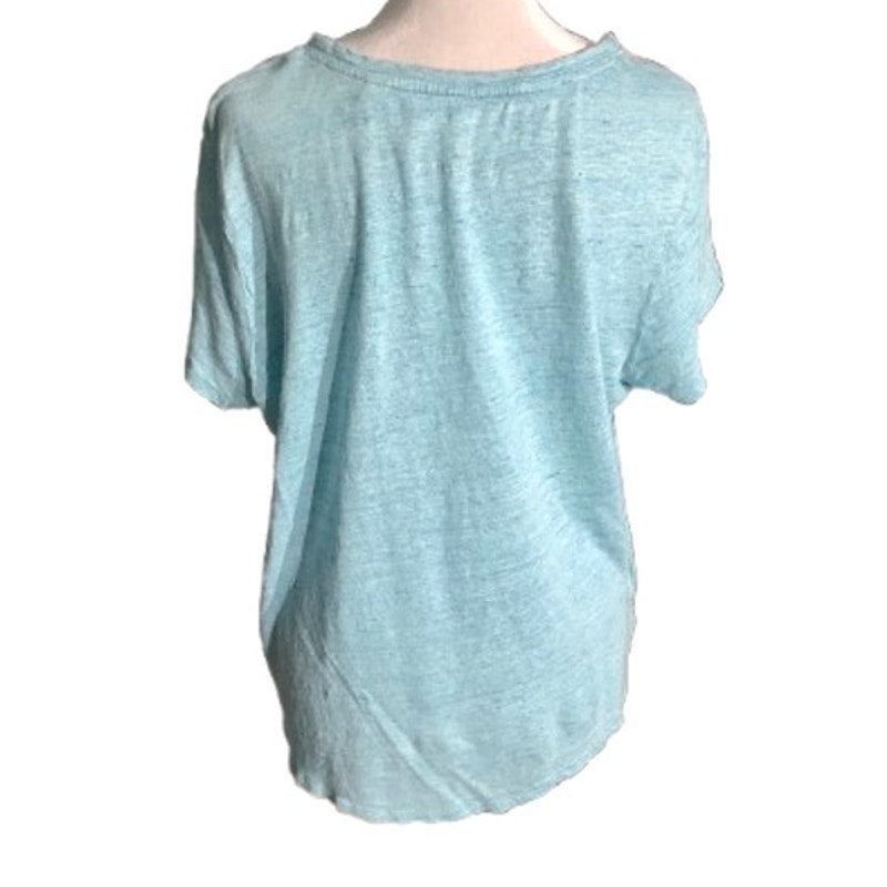 Tommy Bahama Light Blue T-Shirt Women’s Large – Relaxed, 100% Linen, Scoop Neck