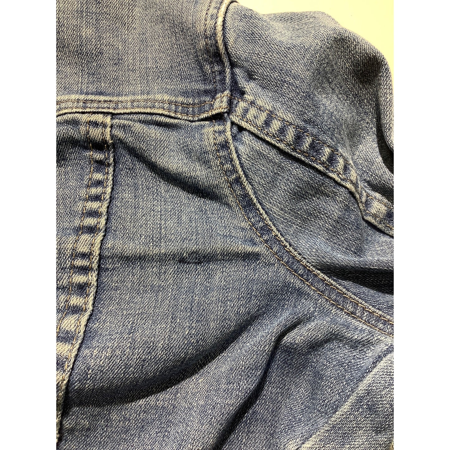I Love H81 Light Blue Cropped Denim Jacket Women’s M — Y2K, Fitted, Casual
