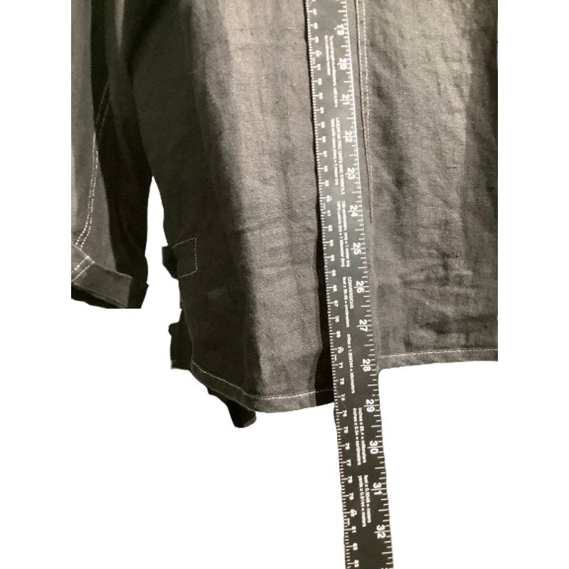 Chico’s Black Linen Zip Hoodie Women’s 8 — Casual, Minimalist, Layering