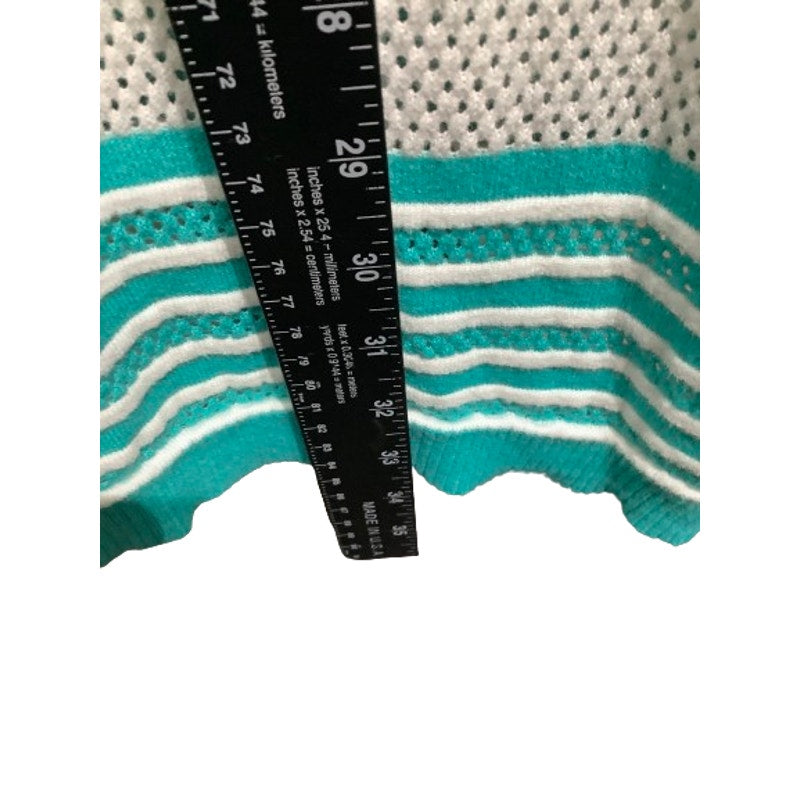 Tommy Bahama Teal & White Lightweight Cardigan L - Coastal, Casual, Versatile