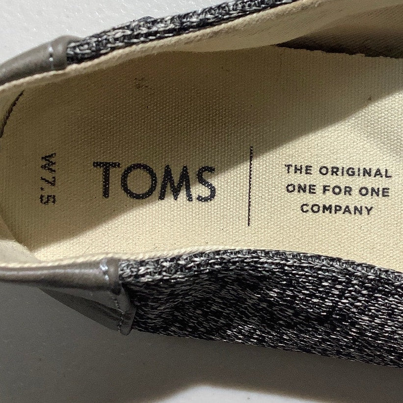 TOMS Gray Black Alpargata Slip-On Shoes Women 7.5 — Casual, Comfort, Everyday