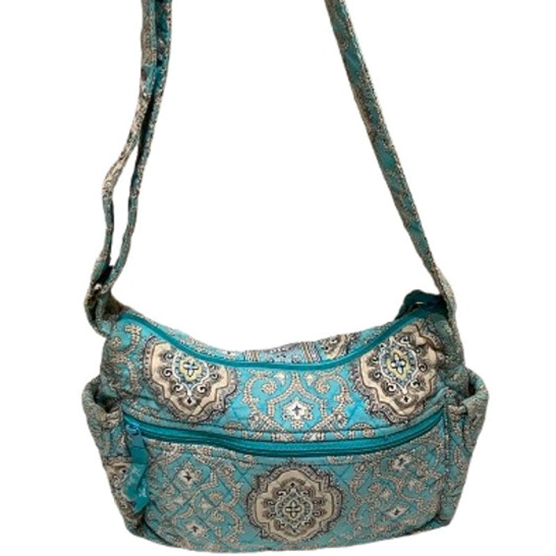 Vera Bradley Blue Beige Paisley Small Purse with Wear on Straps - Boho, Preppy