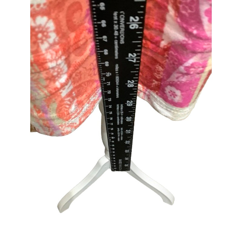 Catherines 1X Pink Orange Maroon Paisley Flutter Sleeve Tunic Boho, Feminine