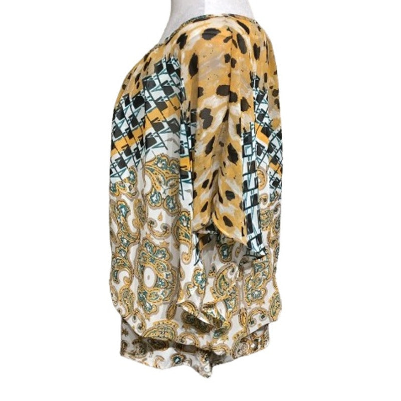 Valerie Stevens Sheer Paisley Blouse with Attached Tank XL, Boho, Whimsical