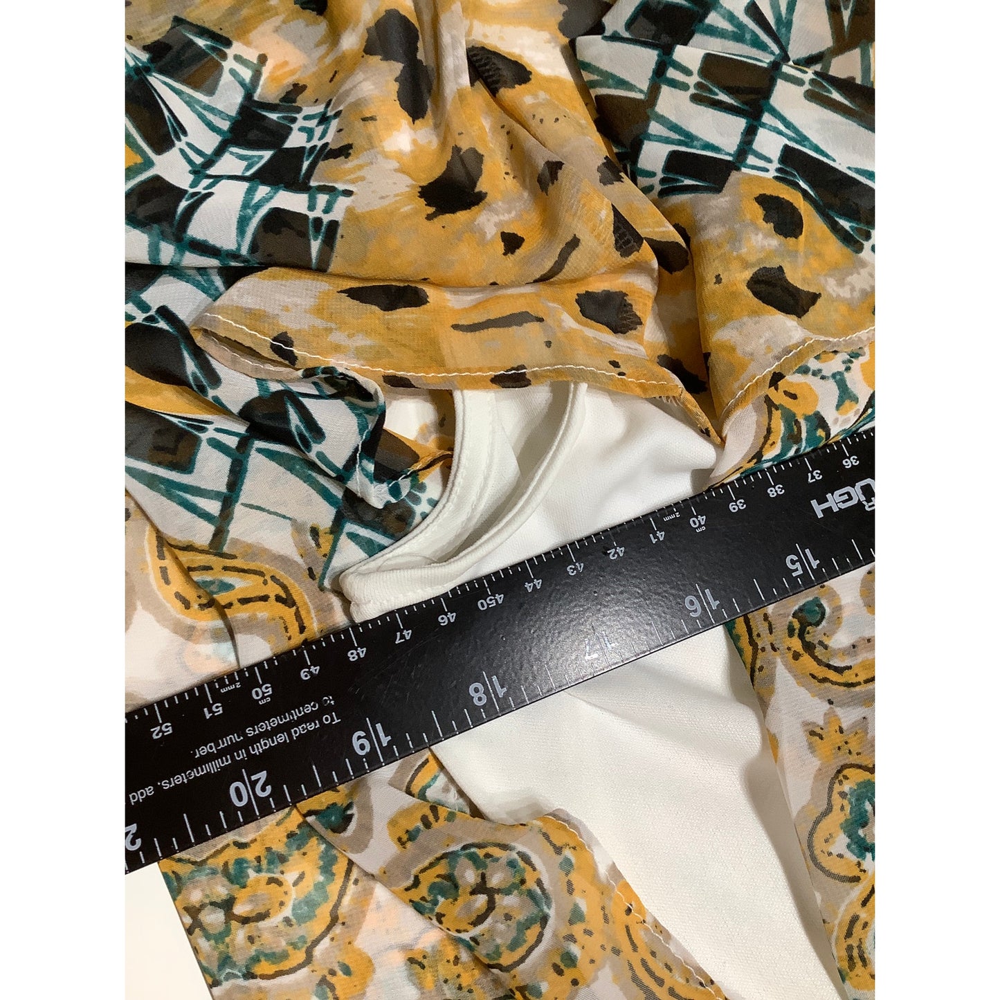 Valerie Stevens Sheer Paisley Blouse with Attached Tank XL, Boho, Whimsical