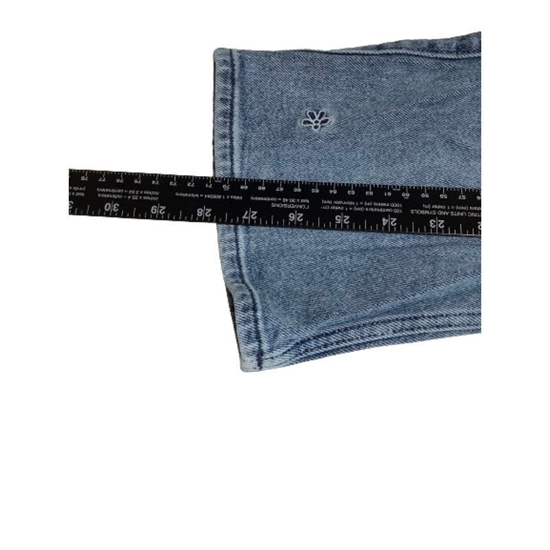 Hollister Women's Blue Jeans with Flower Embroidery Size 00R W24R Y2K Streetwear