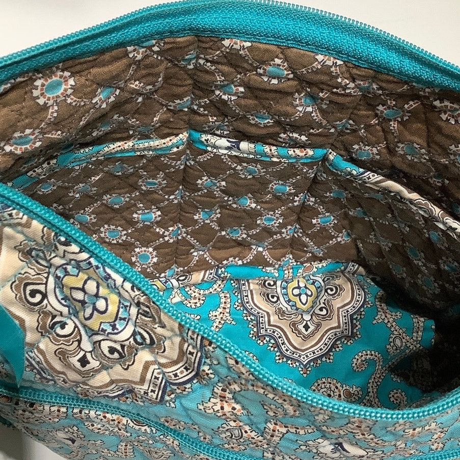 Vera Bradley Blue Beige Paisley Small Purse with Wear on Straps - Boho, Preppy