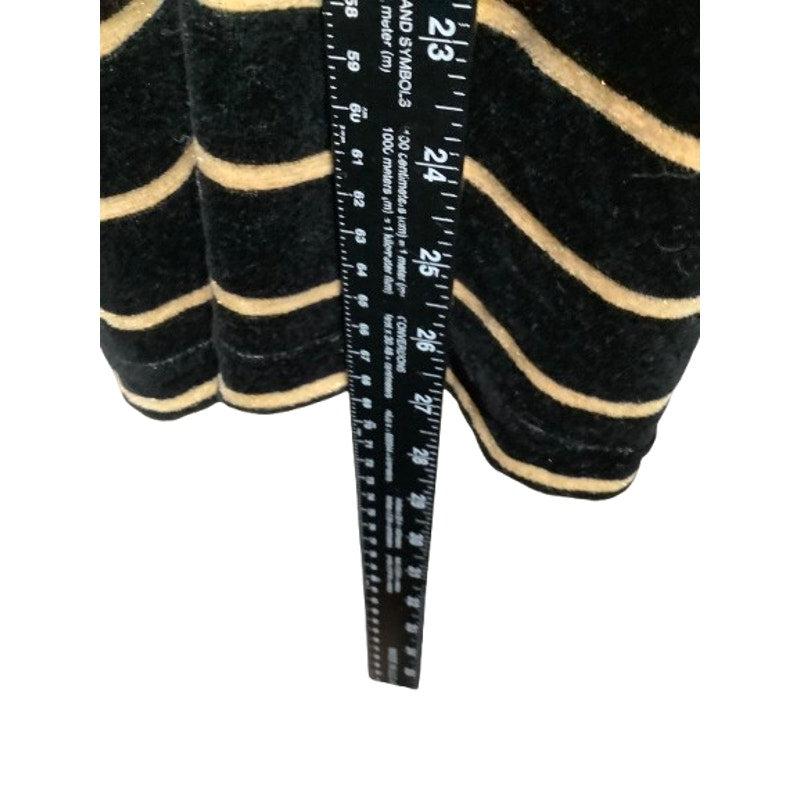 Quacker Factory Black & Gold Striped Velvet Zip-Up Jacket XL Vintage, Glam, Cozy
