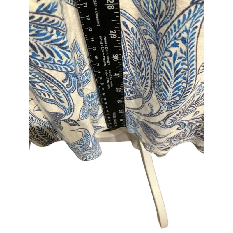 Joie Paisley Shirt Dress White Blue Black Knee Length 1X Boho, Casual, Office