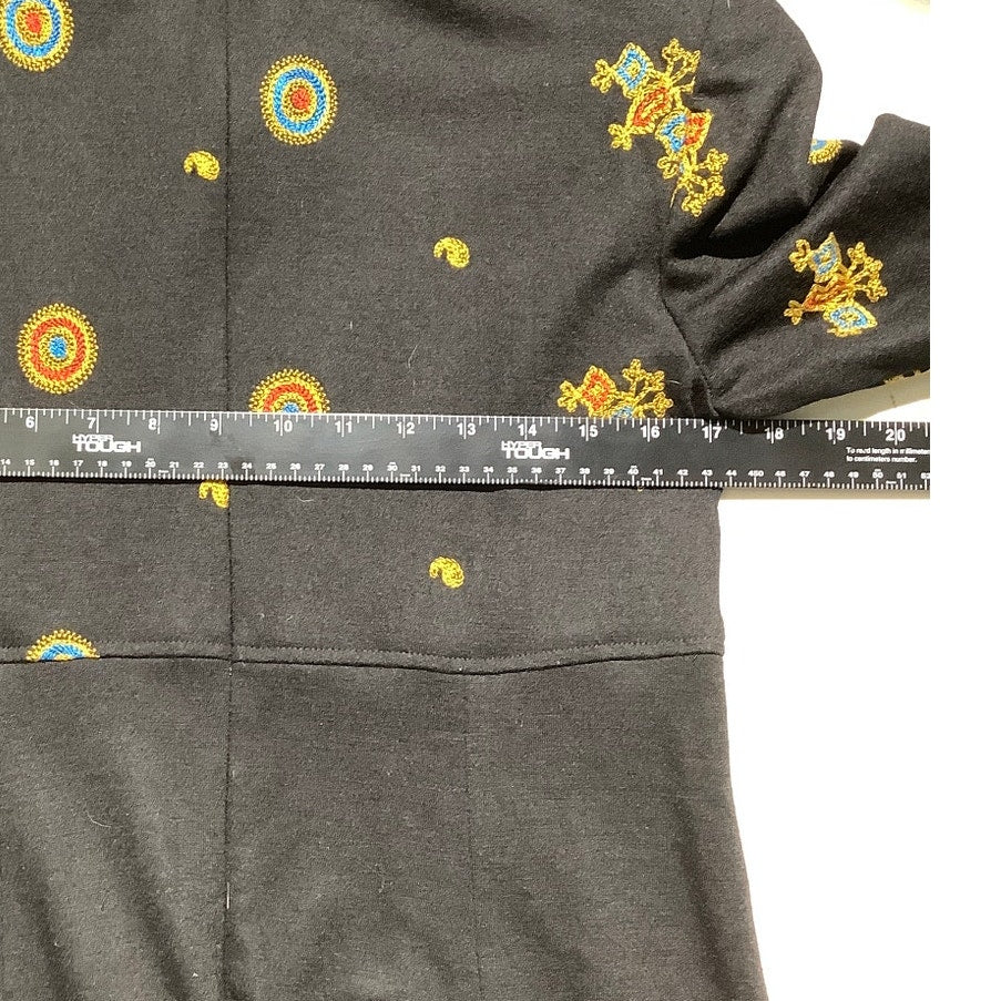 Chetta B Embroidered Wool Dress Women’s Size 8 – Elegant, Boho, Vintage-Inspired