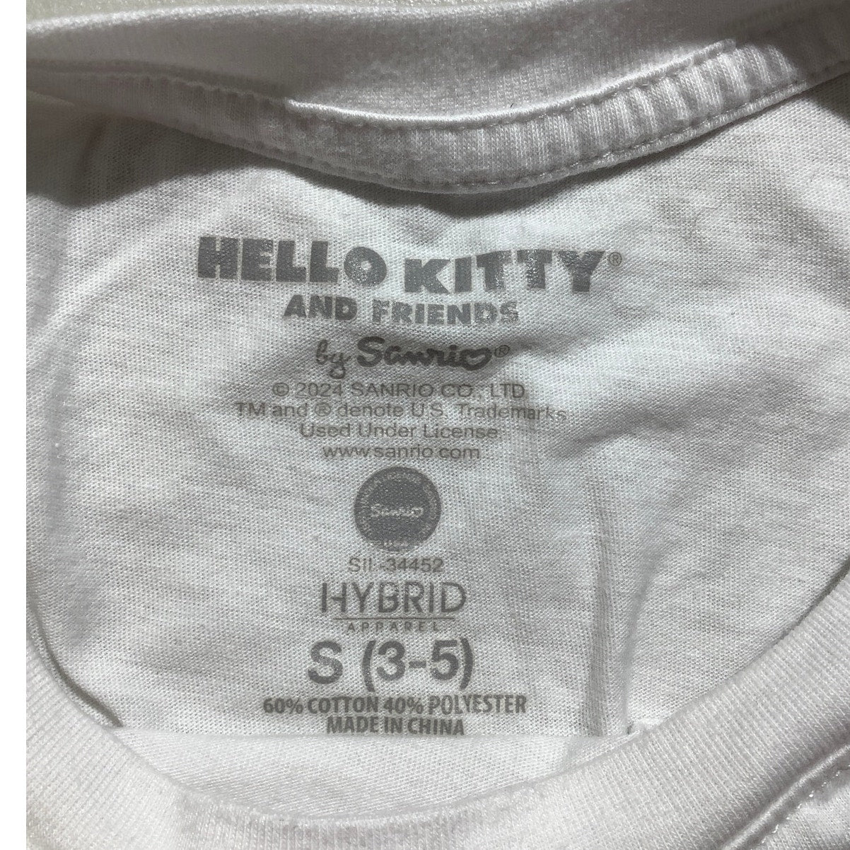 Hello Kitty & Friends White T-Shirt Kids 3-5 –Crew Neck, Cartoon Graphic, Casual