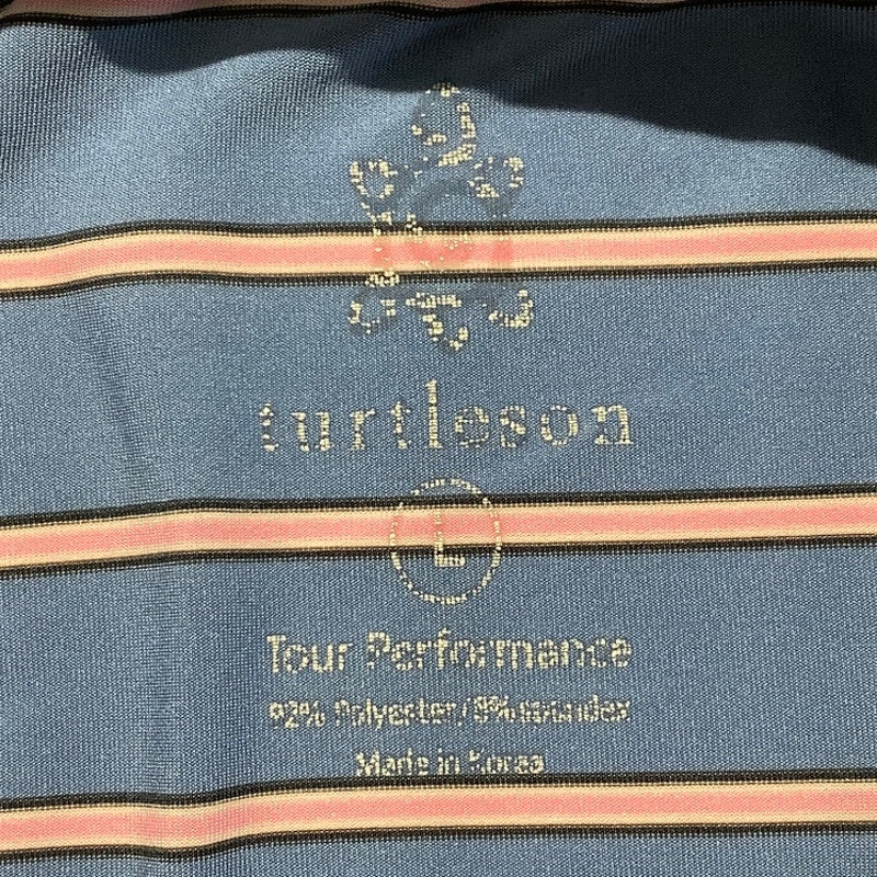 Turtleson Striped Golf Polo Men’s Large – Tour Performance, Quick-Dry, Athletic