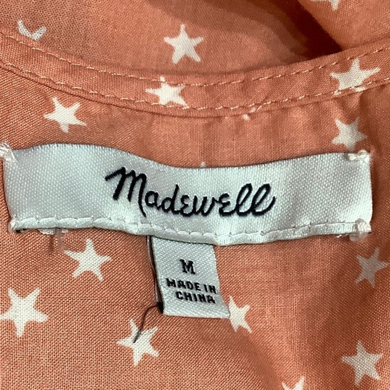 Madewell Peach Star Print Wrap Top Sz M Casual Boho 100% Cotton