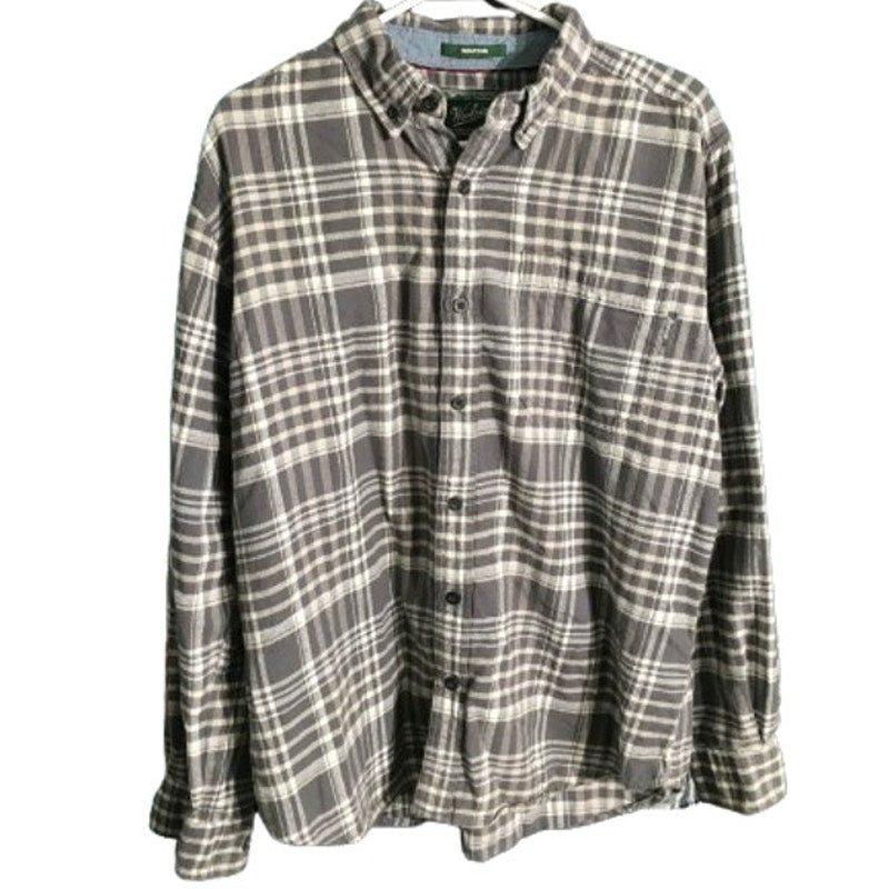 Woolrich Men's Gray Flannel Shirt Size L – Grunge, Outdoorsy, Cozy