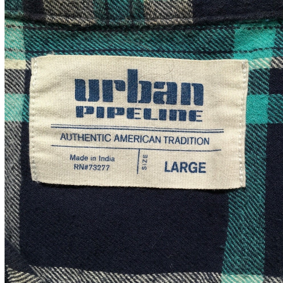 Urban Pipeline Men's Plaid Flannel Shirt LG - Grunge, Casual, 90s Style