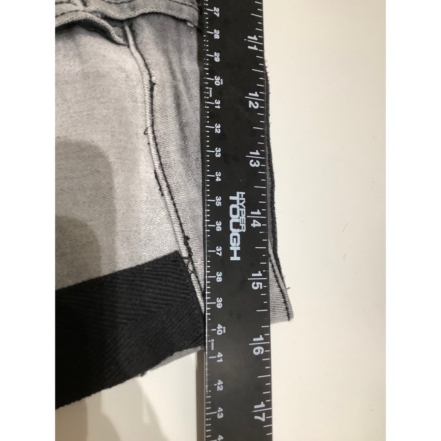 114 1411 Grey Distressed Jeans Size 32 - Grunge, Emo, Goth, Metal Ring Detail