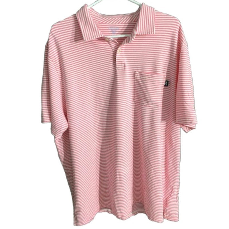 Vineyard Vines Light Pink & White Striped Polo XXL - Preppy, Coastal, Classic