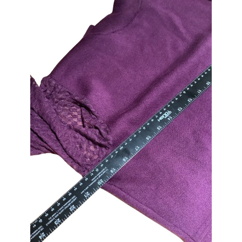 Nina Leonard Purple Sweater Dress with Textured Sleeves XL Office Classic Chic