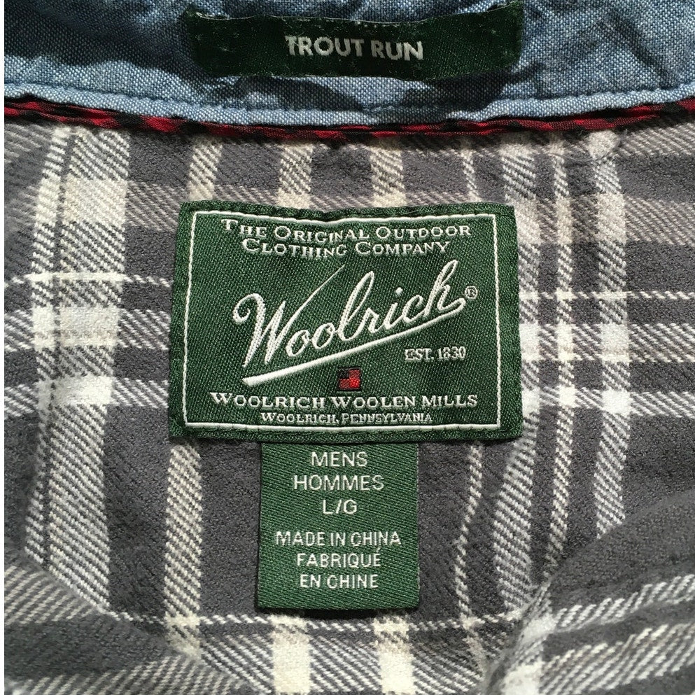 Woolrich Men's Gray Flannel Shirt Size L – Grunge, Outdoorsy, Cozy