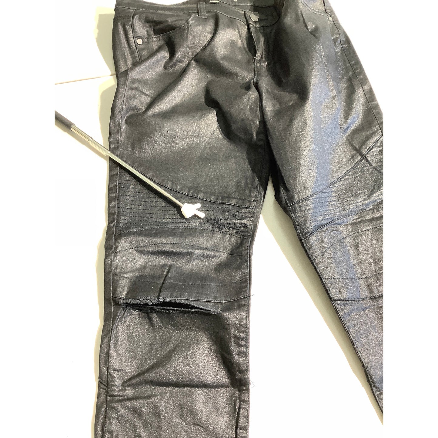 NY&C Black Faux Leather Leggings Women’s Size 12 - Edgy, Moto, Street Style