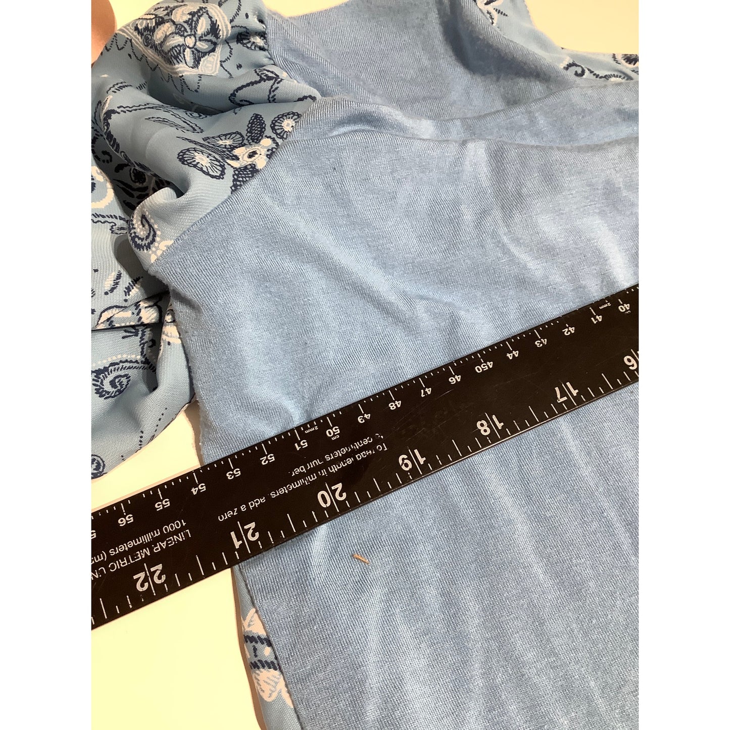 Market & Spruce Light Blue Paisley V-Neck Long Sleeve Top XL Boho, Feminine