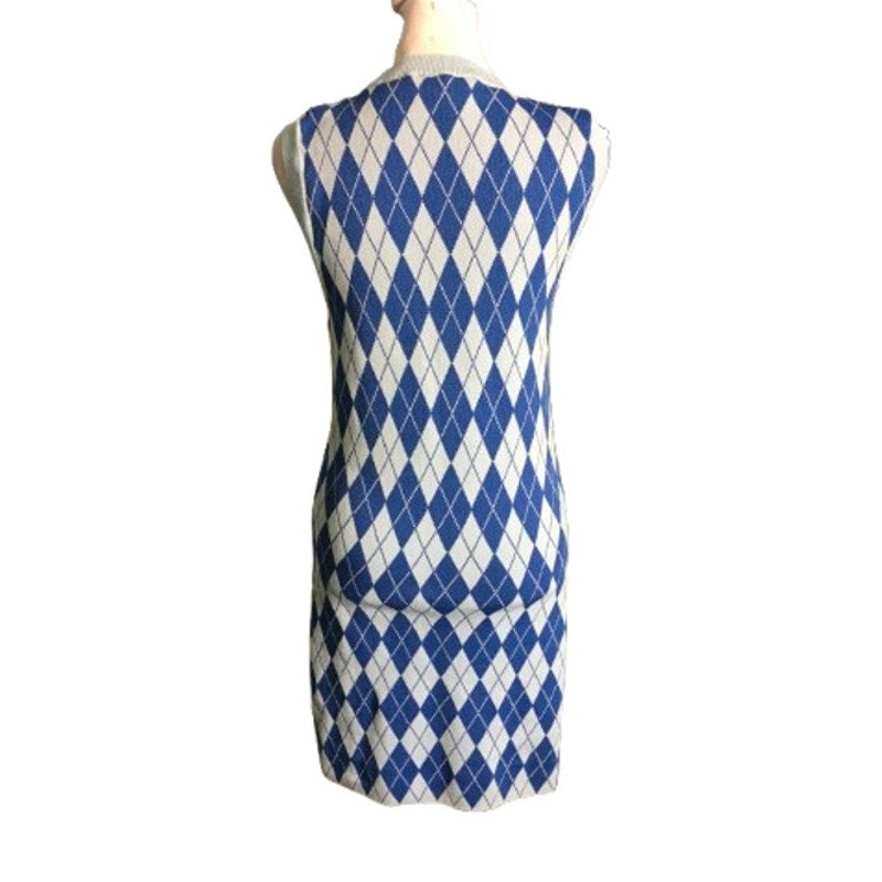 Zara Argyle Knit Dress Size M - Preppy, Coquette, Y2K
