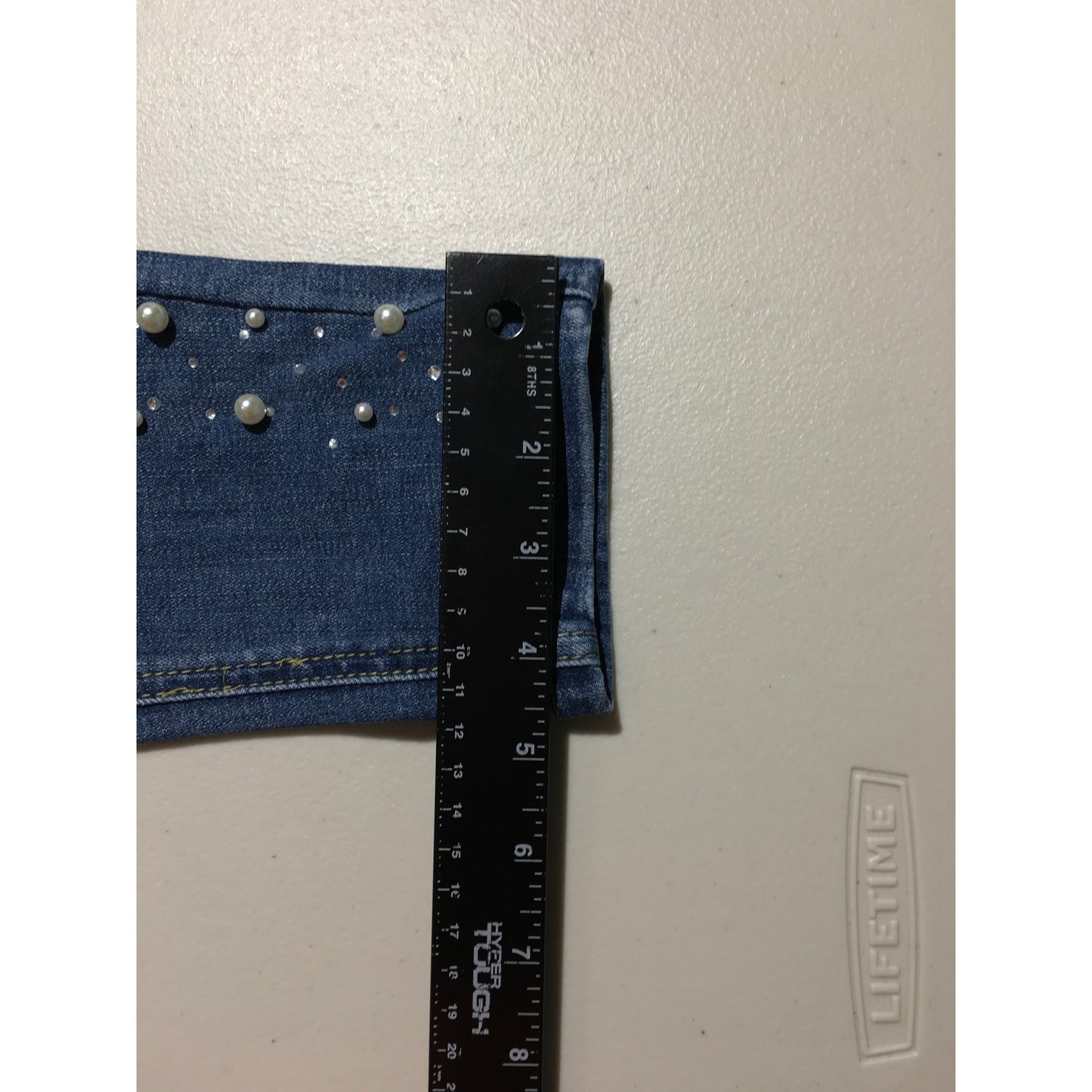 Vocal Pearl Rhinestone Jeans Size S - Glam, Y2K, Statement