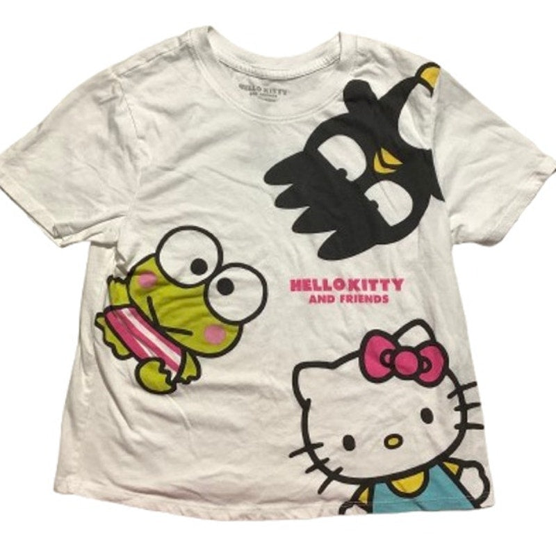 Hello Kitty & Friends White T-Shirt Kids 3-5 –Crew Neck, Cartoon Graphic, Casual