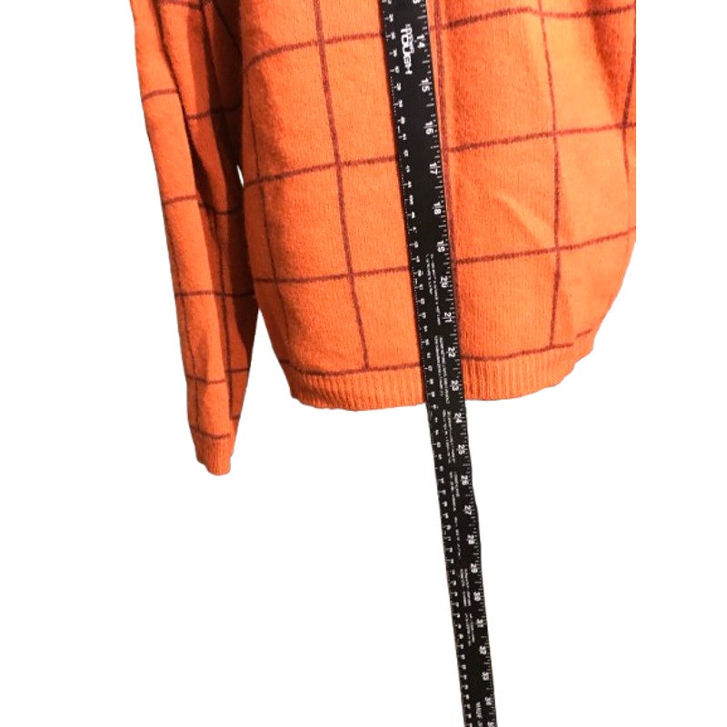 Orvis Orange Wool V-Neck Sweater Size L - Preppy, Cozy, Minimalist