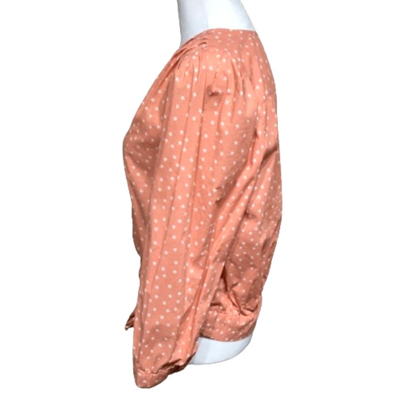 Madewell Peach Star Print Wrap Top Sz M Casual Boho 100% Cotton