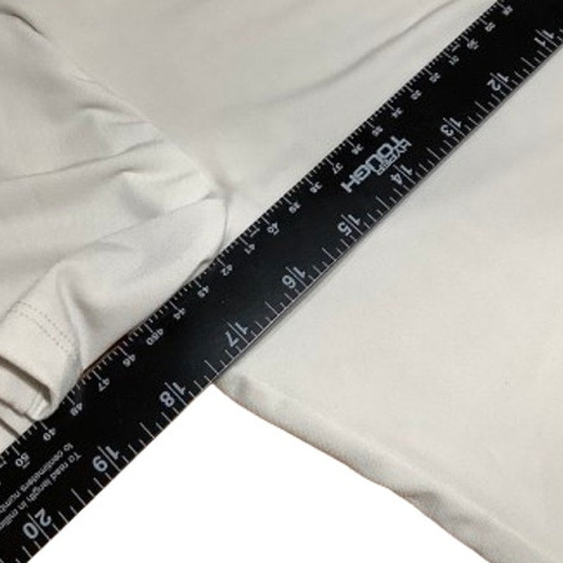 Carmen Marc Valvo Cream Short Sleeve Shirt MD Modern Minimalist Metal Accents