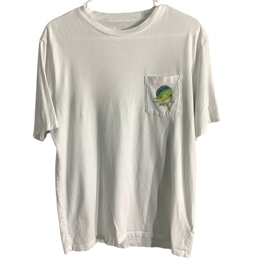 Vineyard Vines White Mahi Pocket T-Shirt Men’s M – Casual, Graphic, Classic Fit