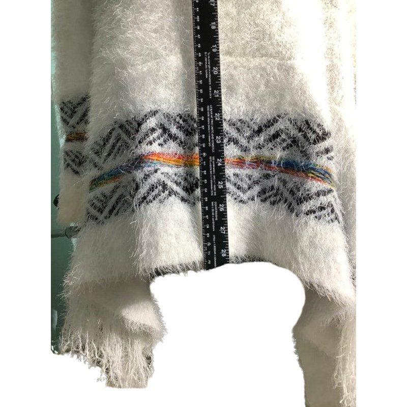 On Blue Aztec Print Open Front Cardigan Women’s Size S/M — Boho, Cozy, Statement