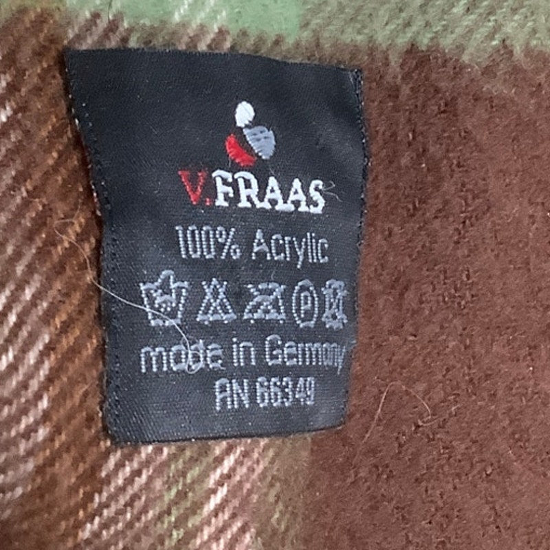 V. Fraas Brown Plaid Scarf, Made in Germany, Cozy, Preppy, and Vintage