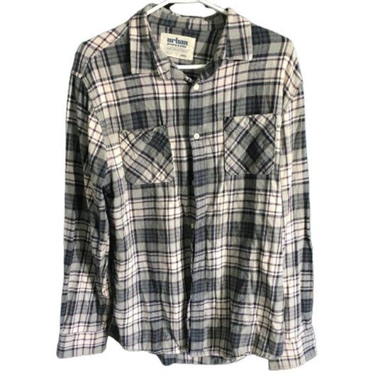 Urban Pipeline Men's Plaid Flannel Shirt LG - Grunge, Casual, 90s Style