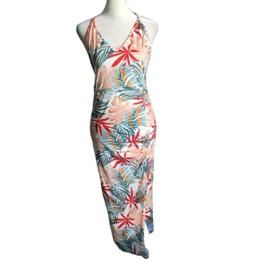 Tropical Floral Halter Dress Size S - Vacation, Y2K, Beachcore, Hawaiian