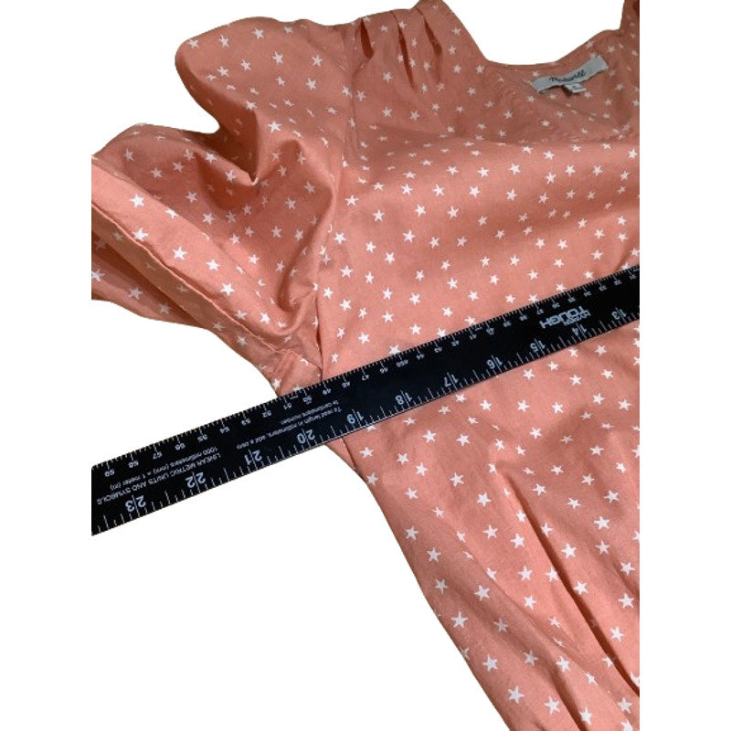 Madewell Peach Star Print Wrap Top Sz M Casual Boho 100% Cotton