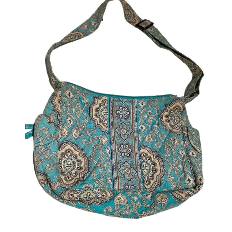 Vera Bradley Blue Beige Paisley Small Purse with Wear on Straps - Boho, Preppy