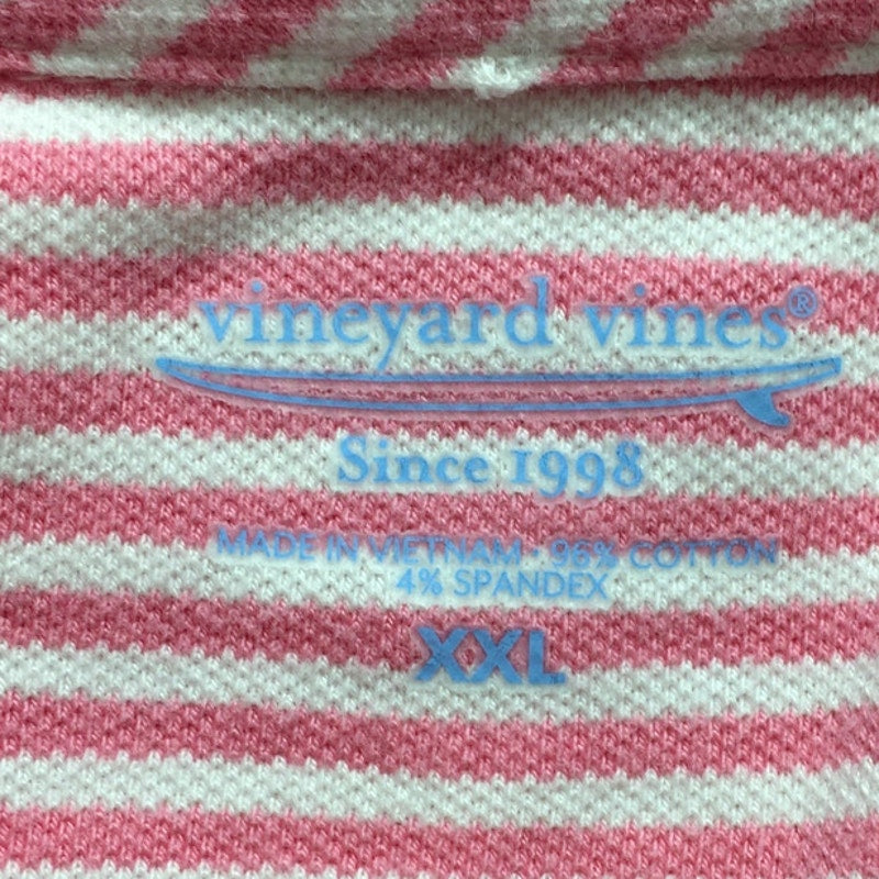 Vineyard Vines Light Pink & White Striped Polo XXL - Preppy, Coastal, Classic
