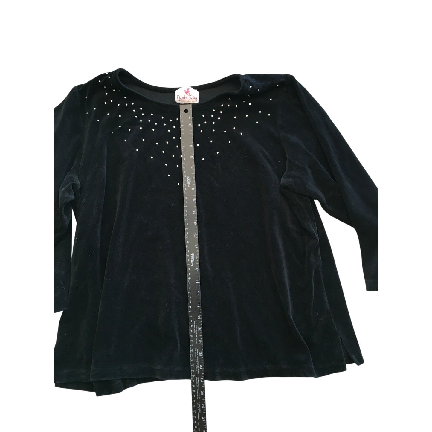 Quacker Factory Black Long Sleeve Top – Elegant, Sparkly, Comfortable