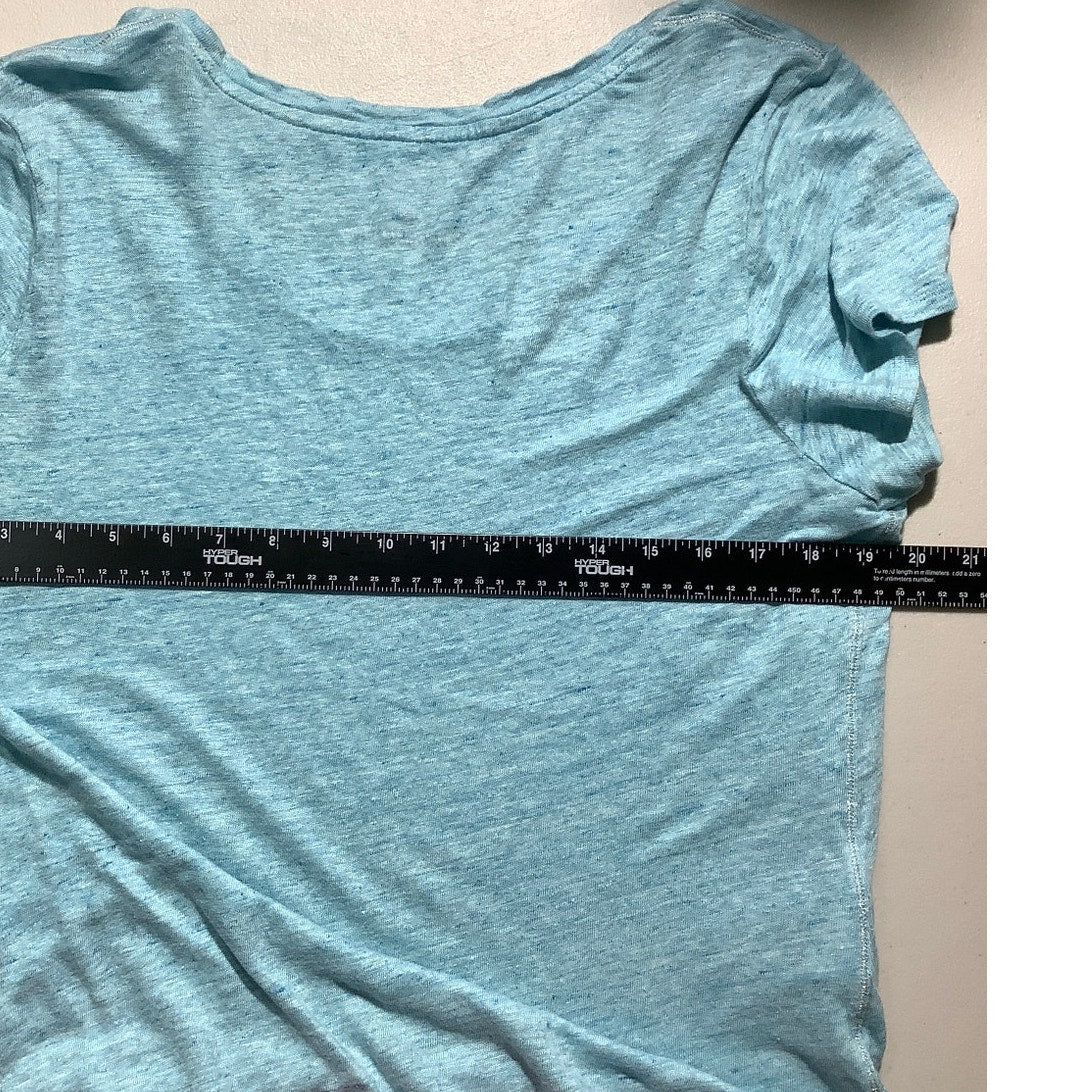 Tommy Bahama Light Blue T-Shirt Women’s Large – Relaxed, 100% Linen, Scoop Neck