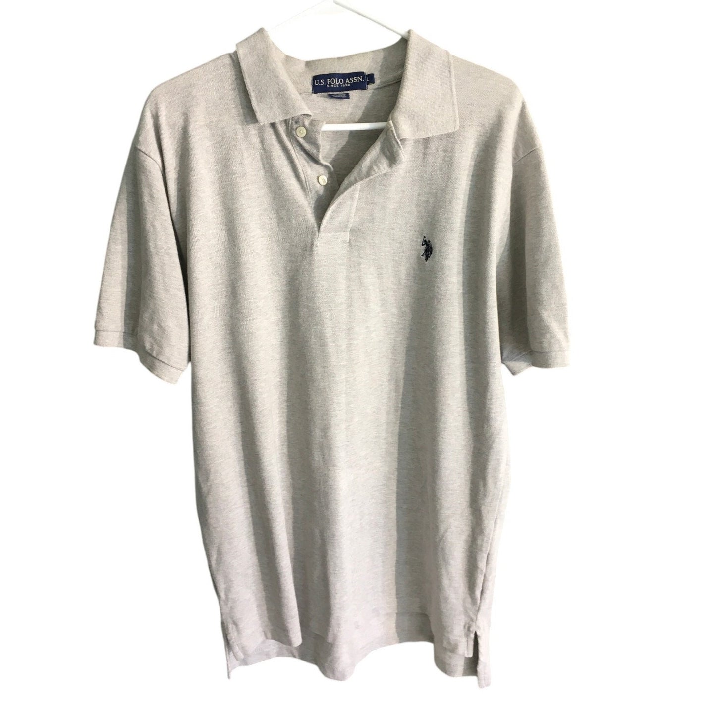 US Polo Assn. Light Gray Polo Shirt Size L - Classic, Casual, Preppy